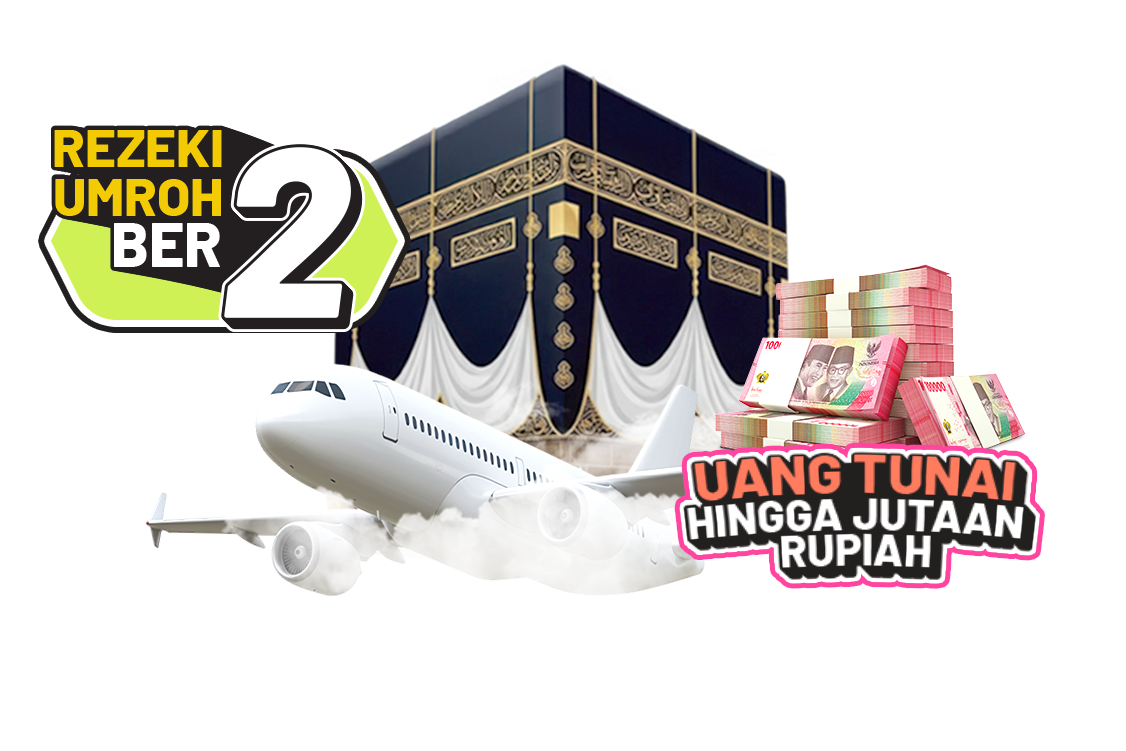 Visual hadiah umroh dan uang tunai total ratusan juta rupiah